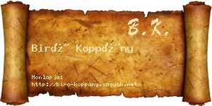 Biró Koppány névjegykártya